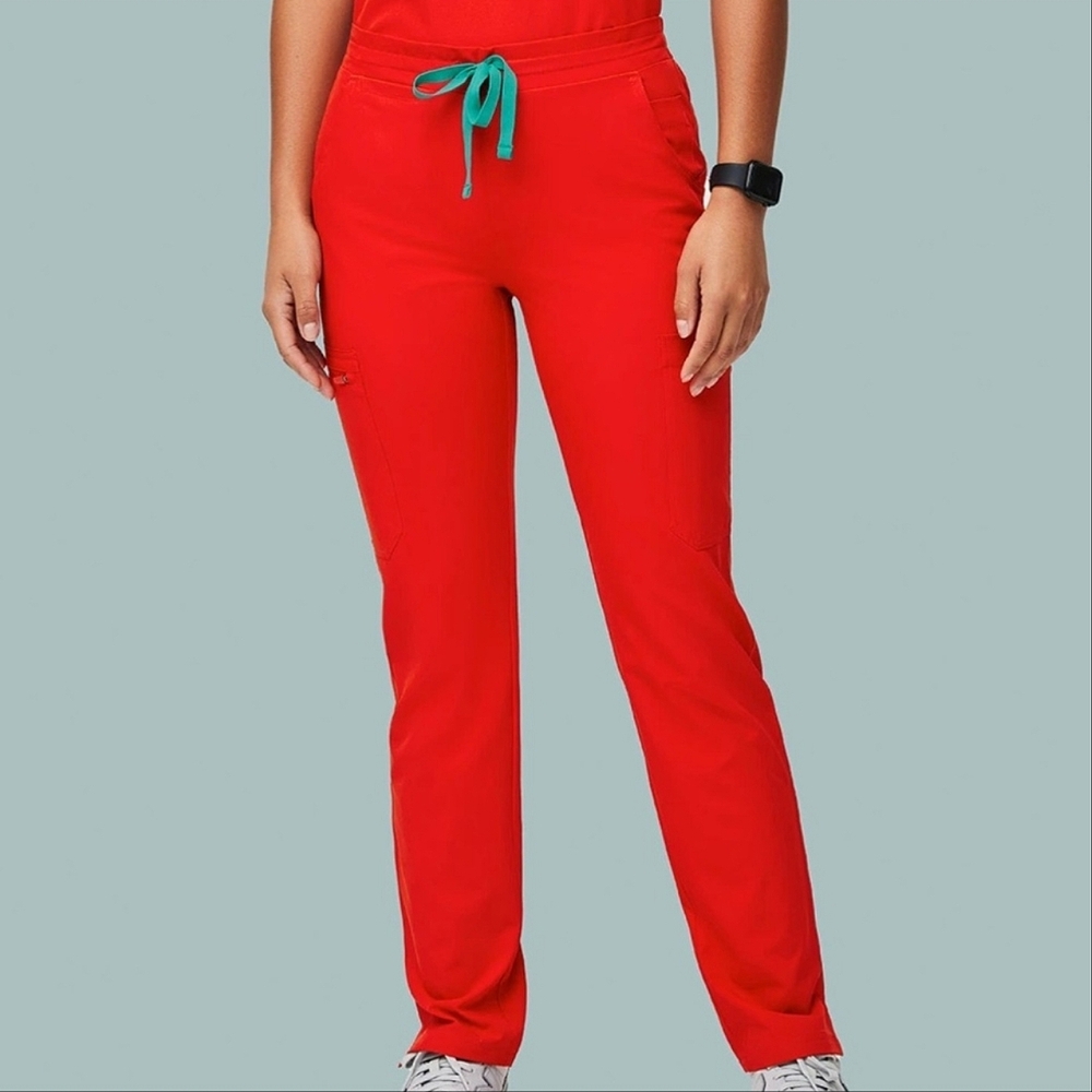 Figs Fionlite yola skinny scrub pants awesome red limited small
